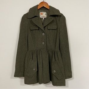 Anthropologie Olive Green Pea Coat | Twill Twenty Two Brand